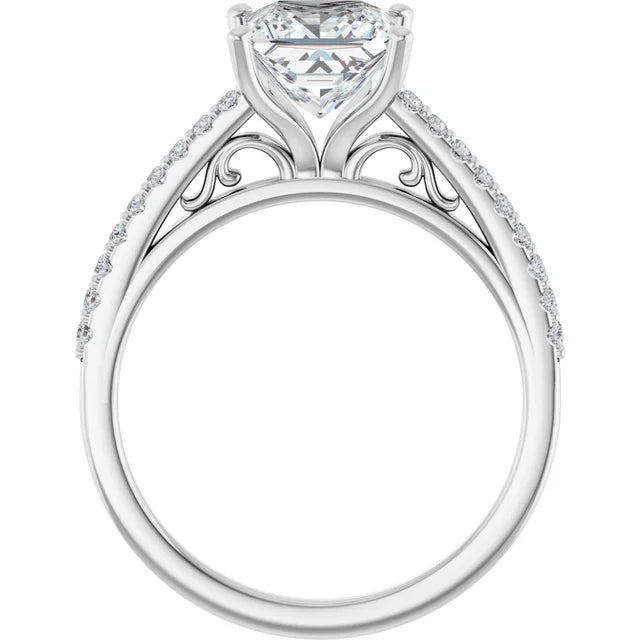 14K White Gold 1.84 CTW Princess Accented Cathedral Lab Grown Diamond Engagement Ring