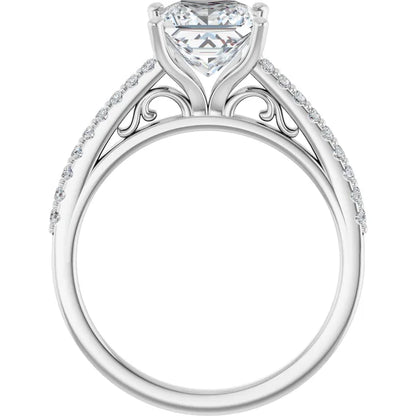 14K White Gold 1.84 CTW Princess Accented Cathedral Lab Grown Diamond Engagement Ring