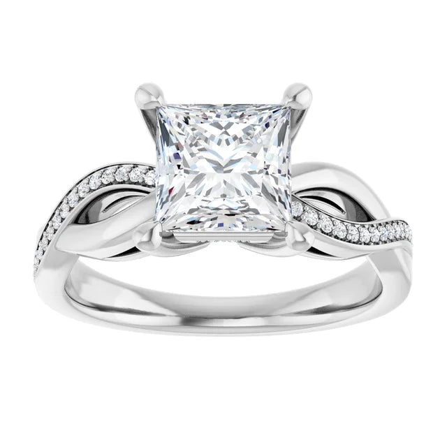 14K White Gold 1.925 CTW Princess Accented Infinity-Inspired Lab Grown Diamond Engagement Ring