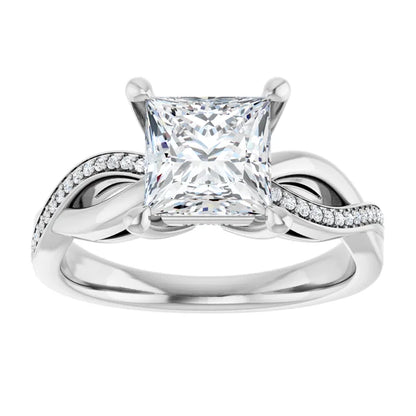 14K White Gold 1.925 CTW Princess Accented Infinity-Inspired Lab Grown Diamond Engagement Ring