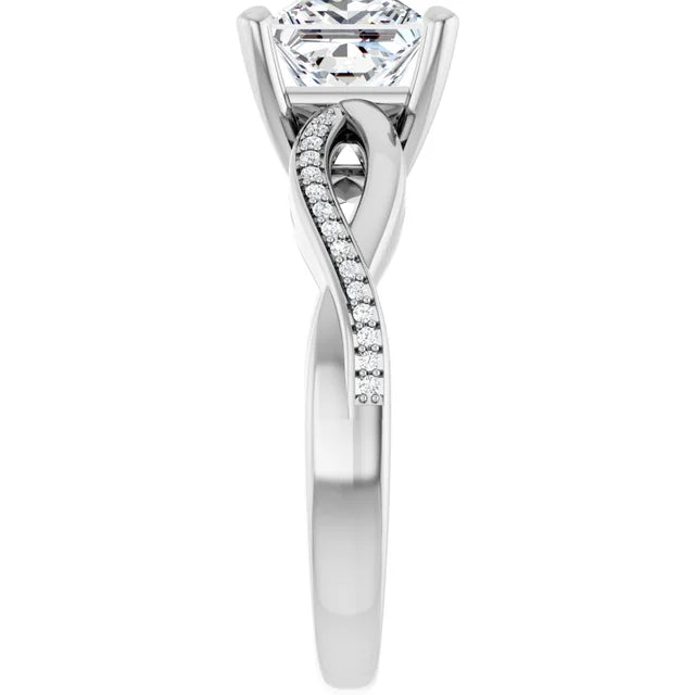 14K White Gold 1.925 CTW Princess Accented Infinity-Inspired Lab Grown Diamond Engagement Ring