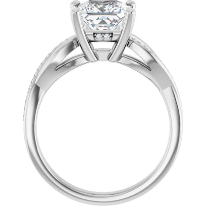 14K White Gold 1.925 CTW Princess Accented Infinity-Inspired Lab Grown Diamond Engagement Ring