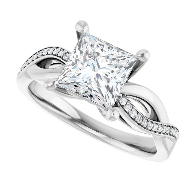 14K White Gold 1.925 CTW Princess Accented Infinity-Inspired Lab Grown Diamond Engagement Ring