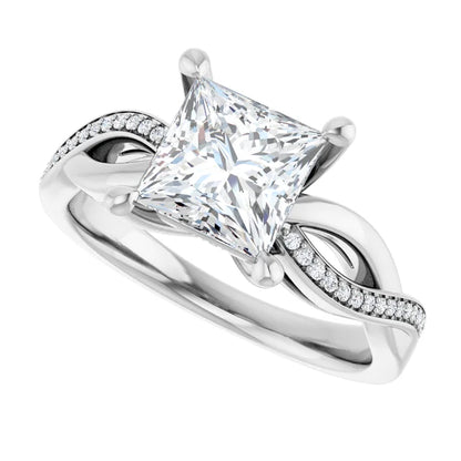 14K White Gold 1.925 CTW Princess Accented Infinity-Inspired Lab Grown Diamond Engagement Ring