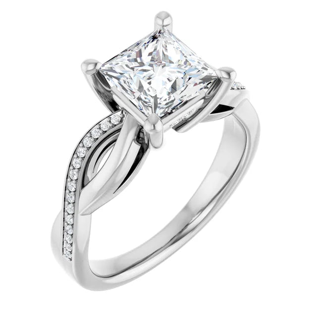 14K White Gold 1.925 CTW Princess Accented Infinity-Inspired Lab Grown Diamond Engagement Ring