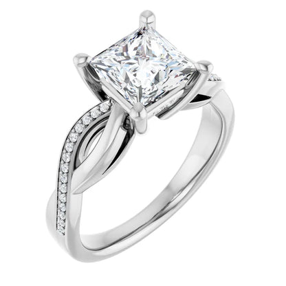 14K White Gold 1.925 CTW Princess Accented Infinity-Inspired Lab Grown Diamond Engagement Ring