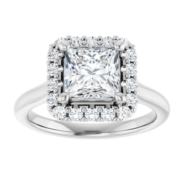 14K White Gold 1.93 CTW Princess Halo Lab Grown Diamond Engagement Ring
