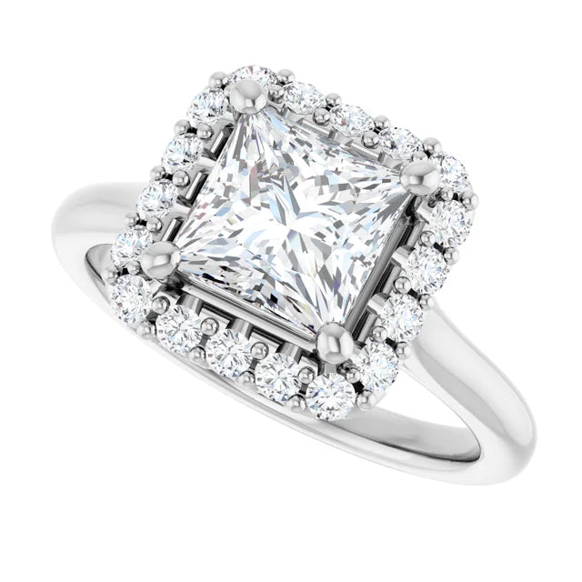 14K White Gold 1.93 CTW Princess Halo Lab Grown Diamond Engagement Ring