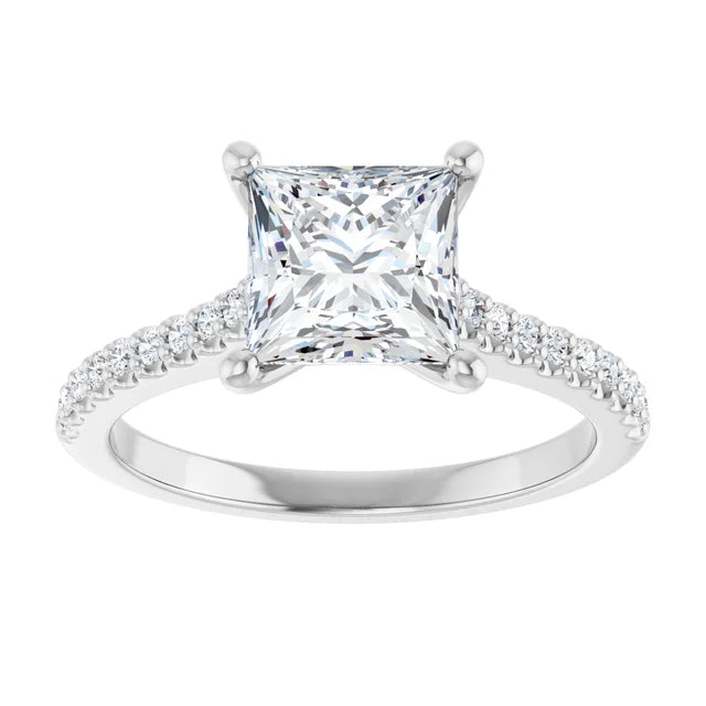 14K White Gold 1.97 CTW Princess Accented Lab Grown Diamond Engagement Ring