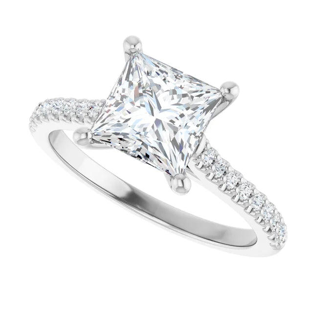 14K White Gold 1.97 CTW Princess Accented Lab Grown Diamond Engagement Ring