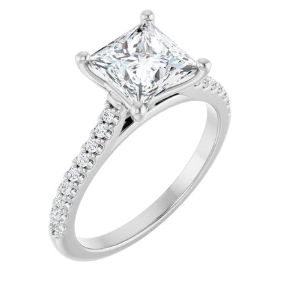14K White Gold 1.97 CTW Princess Accented Lab Grown Diamond Engagement Ring