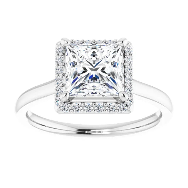14K White Gold 2.00 CTW Princess Halo Lab Grown Diamond Engagement Ring