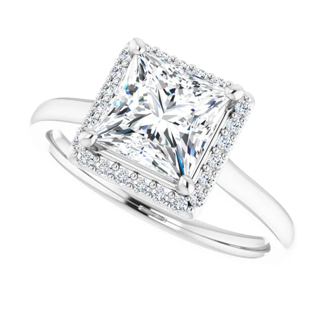 14K White Gold 2.00 CTW Princess Halo Lab Grown Diamond Engagement Ring