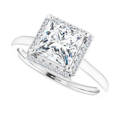 14K White Gold 2.00 CTW Princess Halo Lab Grown Diamond Engagement Ring