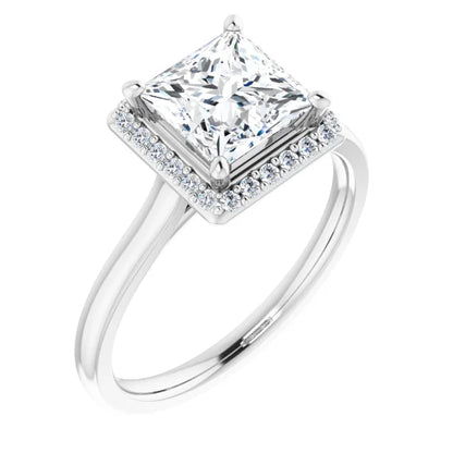 14K White Gold 2.00 CTW Princess Halo Lab Grown Diamond Engagement Ring