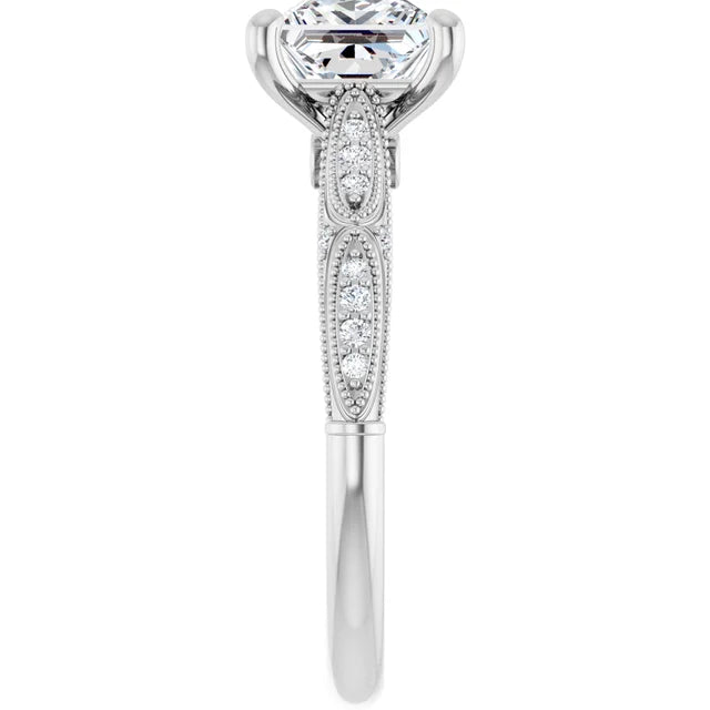 14K White Gold 2.025 CTW Princess Accented Sculptural Lab Grown Diamond Engagement Ring