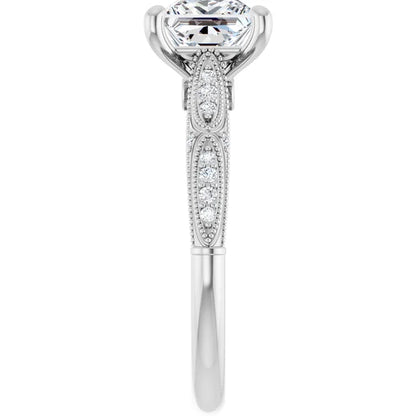 14K White Gold 2.025 CTW Princess Accented Sculptural Lab Grown Diamond Engagement Ring