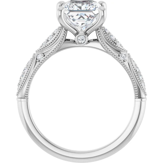 14K White Gold 2.025 CTW Princess Accented Sculptural Lab Grown Diamond Engagement Ring