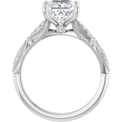 14K White Gold 2.025 CTW Princess Accented Sculptural Lab Grown Diamond Engagement Ring