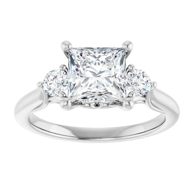 14K White Gold 2.03 CTW Princess Accented Lab Grown Diamond Engagement Ring