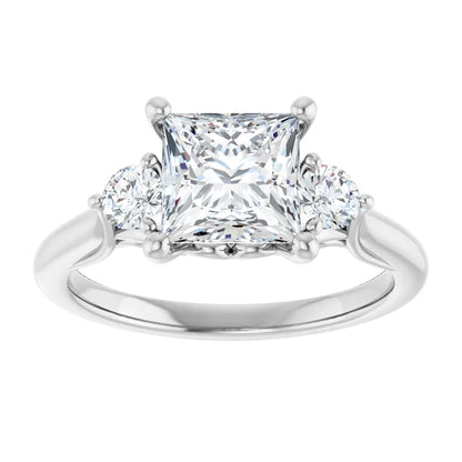 14K White Gold 2.03 CTW Princess Accented Lab Grown Diamond Engagement Ring