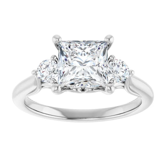 14K White Gold 2.03 CTW Princess Accented Lab Grown Diamond Engagement Ring
