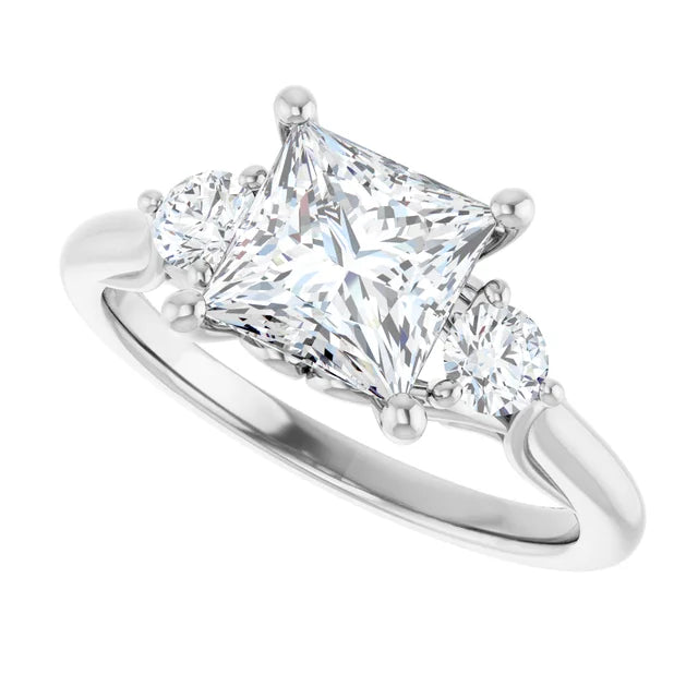 14K White Gold 2.03 CTW Princess Accented Lab Grown Diamond Engagement Ring