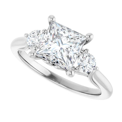 14K White Gold 2.03 CTW Princess Accented Lab Grown Diamond Engagement Ring