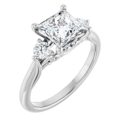 14K White Gold 2.03 CTW Princess Accented Lab Grown Diamond Engagement Ring