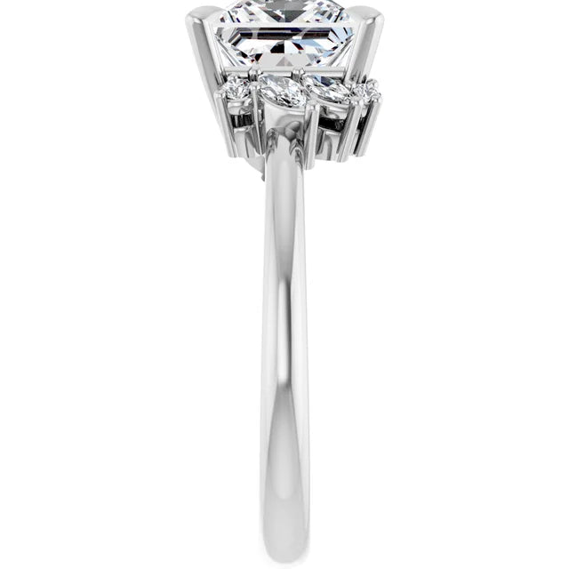 14K White Gold 2.51 CTW Cushion Claw-Prong Accented Lab Grown Diamond Engagement Ring