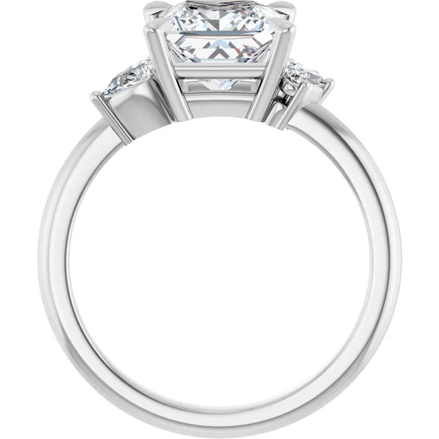 14K White Gold 2.51 CTW Cushion Claw-Prong Accented Lab Grown Diamond Engagement Ring