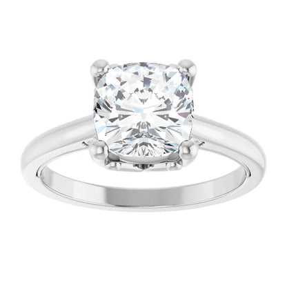 14K White Gold 2.80 CTW Cushion Solitaire Vintage-Inspired Lab Grown Diamond Engagement Ring