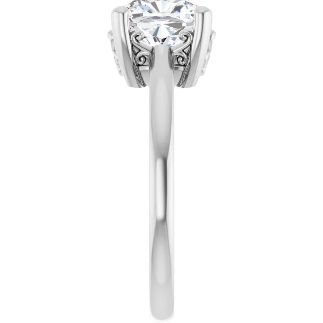 14K White Gold 2.80 CTW Cushion Solitaire Vintage-Inspired Lab Grown Diamond Engagement Ring
