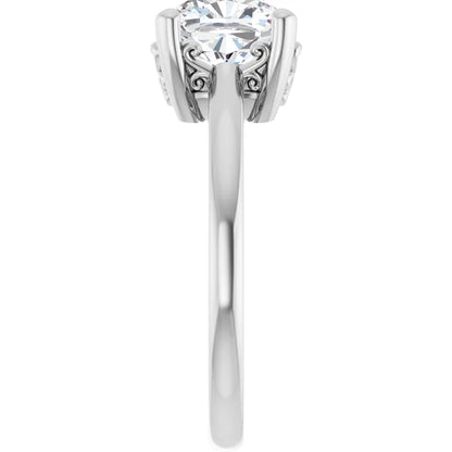 14K White Gold 2.80 CTW Cushion Solitaire Vintage-Inspired Lab Grown Diamond Engagement Ring