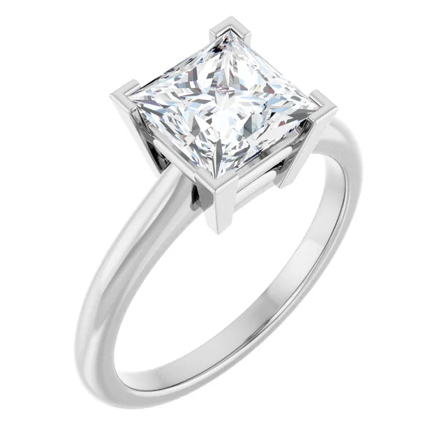 14K White Gold 2.80 CTW Cushion V-End Prong Lab Grown Diamond Engagement Ring