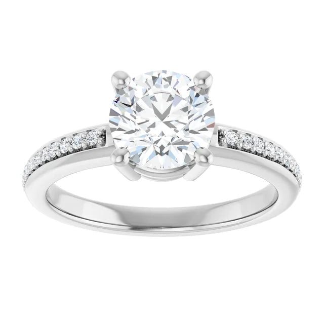 14K White Gold 2.94 CTW Cushion Solitaire Lab Grown Diamond Engagement Ring