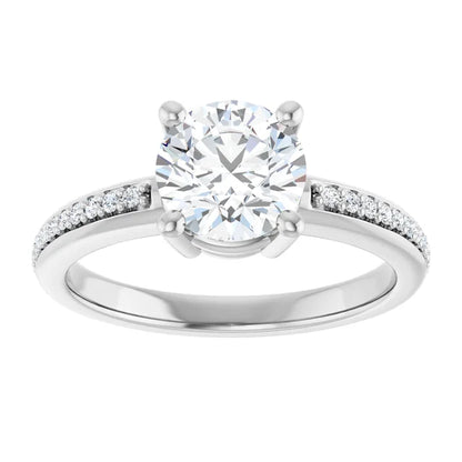 14K White Gold 2.94 CTW Cushion Solitaire Lab Grown Diamond Engagement Ring