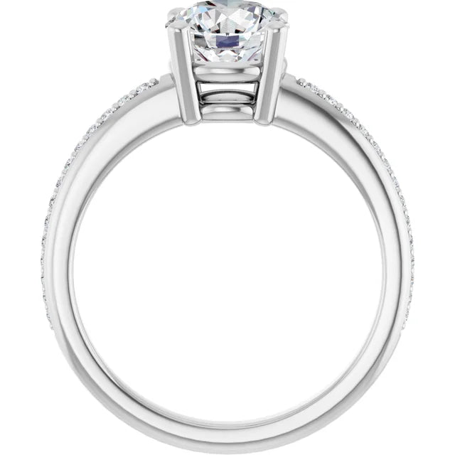 14K White Gold 2.94 CTW Cushion Solitaire Lab Grown Diamond Engagement Ring