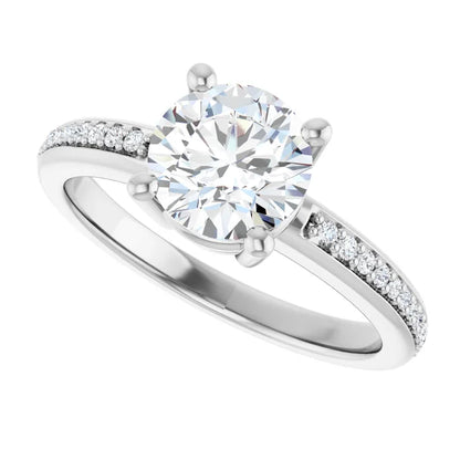 14K White Gold 2.94 CTW Cushion Solitaire Lab Grown Diamond Engagement Ring