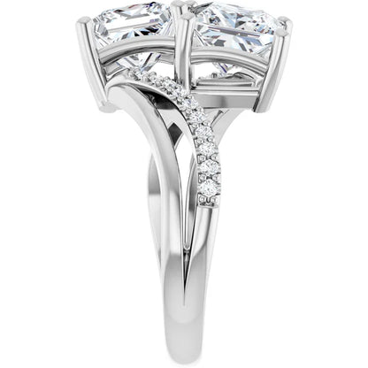 14K White Gold 3.00 CTW Cushion Two-Stone Lab Grown Diamond Engagement Ring