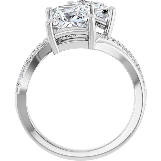 14K White Gold 3.00 CTW Cushion Two-Stone Lab Grown Diamond Engagement Ring