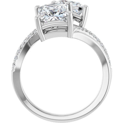 14K White Gold 3.00 CTW Cushion Two-Stone Lab Grown Diamond Engagement Ring