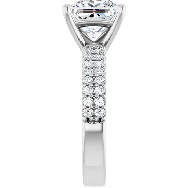 14K White Gold 3.36 CTW Cushion Solitaire Lab Grown Diamond Engagement Ring