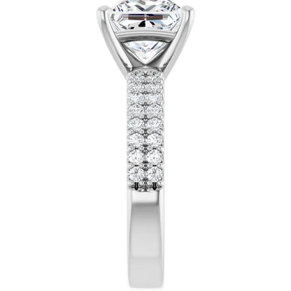 14K White Gold 3.36 CTW Cushion Solitaire Lab Grown Diamond Engagement Ring