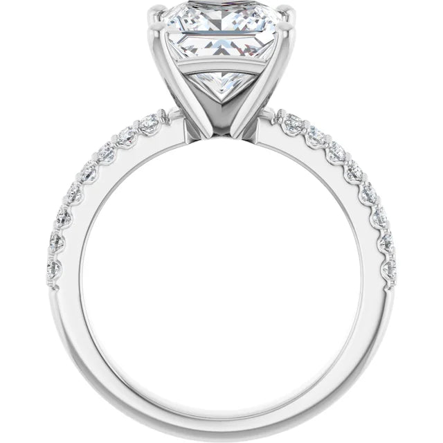 14K White Gold 3.36 CTW Cushion Solitaire Lab Grown Diamond Engagement Ring