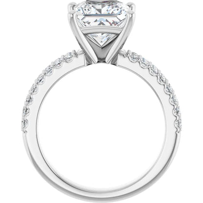 14K White Gold 3.36 CTW Cushion Solitaire Lab Grown Diamond Engagement Ring