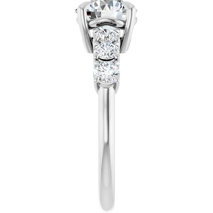 14K White Gold 3.40 CTW Cushion Claw-Prong Accented Lab Grown Diamond Engagement Ring