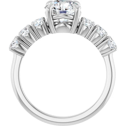 14K White Gold 3.40 CTW Cushion Claw-Prong Accented Lab Grown Diamond Engagement Ring