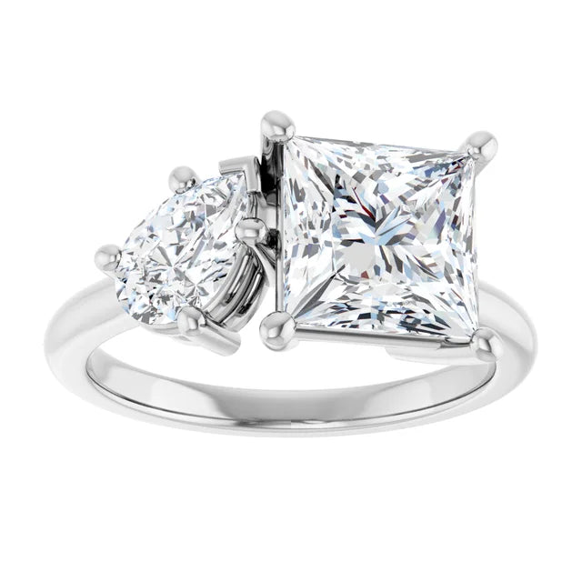 14K White Gold 3.40 CTW Cushion Two-Stone Lab Grown Diamond Engagement Ring