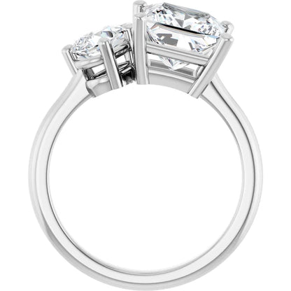14K White Gold 3.40 CTW Cushion Two-Stone Lab Grown Diamond Engagement Ring